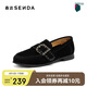 森達樂(lè )福鞋女春秋皮帶扣一腳蹬平跟單鞋ZTH91CA5 黑色 37
