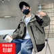 兒童沖鋒衣2026春秋款新款中大童沖鋒衣兒童痞帥男孩秋季沖鋒衣 灰色三棵樹(shù)拼接沖鋒衣 120 建議身高110-120cm
