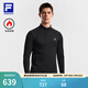 FILA 斐樂(lè )官方男子針織長(cháng)袖上衣2026春新款健身運動(dòng)加絨保暖半拉鏈長(cháng)T 深黑-BK L 175/96A/L