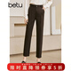 betu百圖女裝秋冬新款休閑褲高腰微彈哈倫褲百搭休閑褲女2210T69 咖啡色 L