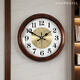 AGOPROFIL新中式實(shí)木掛鐘客廳墻壁裝飾時(shí)鐘靜音中國風(fēng)鐘表創(chuàng  )意簡(jiǎn)約石英鐘 實(shí)木多層框-數字金屬白盤(pán)【自動(dòng)對時(shí)】 16英寸（直徑40.5厘米）