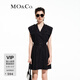 MO&Co.連衣裙夏工裝闊肩收腰壓褶大裙擺(附本布腰帶)摩安珂 黑色 S 160