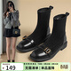 ZHR襪靴女冬復古氣質(zhì)英倫短靴子女時(shí)尚百搭粗跟女靴 EH102A 黑色 37 