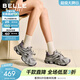 百麗（Belle）蒸汽波復古老爹鞋女26春新商場(chǎng)同款厚底增高休閑鞋F1M1DAM6預售 灰色 38 (240mm)
