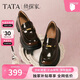 他她（TATA）偵探家厚底小皮鞋女黑色樂(lè )福鞋英倫風(fēng) 棕色 38