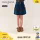 Teenie Weenie Kids小熊童裝25年女童大口袋A字牛仔半身裙 藍色花灰 140 cm