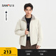 三福（SANFU）2026春季男士格紋翻領(lǐng)花苞裥棉工裝短棉衣 寬松外套516505 米白色 2XL