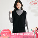 金菊特價(jià)綿羊毛100%女式背心2026秋季新款彩紗疊穿百搭無(wú)袖羊毛衫馬甲 黑色 M