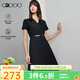 G2000【易打理】女裝春秋商場(chǎng)同款可機洗配腰帶短袖連衣裙主 不易皺-黑色V領(lǐng)37寸 L /38