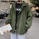 聲猴外套男美式街頭沖鋒外套衣vintage棒球服飛行員夾克春秋港風(fēng)寬松 軍綠色 XL