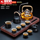 正揚陶瓷茶具套裝家用高檔茶盤(pán)抽水一體茶臺電茶爐煮茶燒水壺辦公泡茶 戈米(一體抽水胡桃)900提+10頭(雅黑)提梁壺