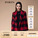 PORTS寶姿秋冬新品女裝長(cháng)袖拼色方格毛呢大衣SM9C030NFF046 深紅色 S (4)