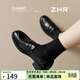 ZHR則則單鞋女新款學(xué)院風(fēng)小皮鞋子女制服粗跟樂(lè )福鞋套腳女鞋JF150黑色37