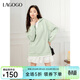 LAGOGO綠色寬松連帽衛衣女拉谷谷2025年春季新款假兩件慵懶風(fēng)上衣 綠色 L