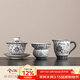 兮元記青花三才蓋碗茶杯單個(gè)高檔茶具大號描銀泡茶碗三件套節日伴手禮物 礫華銀蓮器禾蓋碗三件套【簡(jiǎn)裝】