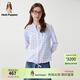 暇步士（Hush Puppies）女裝春新款清新藍白格紋七分袖抽繩襯衫女 368藍白 L