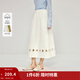 茵曼（INMAN）波嬉風(fēng)100棉鏤空松緊腰半身裙2026春季女裝新款寬松a字中長(cháng)裙 珍珠白 M