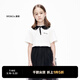 little MO&Co.抑菌 童裝女童小衫娃娃領(lǐng)短袖T恤小女生兒童上衣女孩 本白色 120 120/56