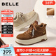 百麗（Belle）復古百搭高幫鞋女2026春新商場(chǎng)同款厚底增高休閑板鞋F1R1DAM6 棕色 39