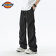 Dickies高端潮牌寬松直筒休閑褲夏季新款男士高街帥氣抽繩免燙垂感闊腿褲 黑色 【官方正品】 XL