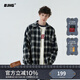 BJHG不計后果春季刺繡撞色復古格子襯衫男潮牌新款港風(fēng)寬松襯衣外套女 白藍格紋 2XL