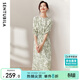 尚都比拉新中式國風(fēng)連衣裙夏裝青花瓷印花氣質(zhì)收腰顯瘦裙子 白底綠花 L