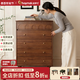 柏夢(mèng)可實(shí)木斗柜中古風(fēng)臥室收納柜五斗柜小戶(hù)型客廳靠墻儲物抽屜床尾邊柜 升級加厚-實(shí)木五斗 80*40*121cm-胡桃色