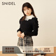 SNIDEL【精英衣櫥】可拆蕾絲領(lǐng)泡泡袖針織衫SWNT235089 黑色 均碼 （F）