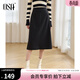 歐莎（OSA）知性通勤黑色直筒顯瘦半身裙女2025秋新款高腰彈力開(kāi)衩A字裙子 黑色 S
