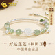 中國黃金好運足銀999銀手鐲純銀鐲子女款玉手鏈半鐲銀925生日禮物送女朋友 好運蓮蓮半鐲【中金禮盒】足銀和田玉
