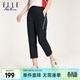 ELLE ACTIVE梭織透氣八分褲女裝夏季拉鏈口袋褲腳開(kāi)叉顯瘦干爽運動(dòng)休閑褲女 藏青色 2XL