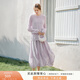 香影法式吊帶連衣裙兩件套女2026春季新款鏤空針織衫裙子氣質(zhì)套裝 紫色 S