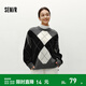 森馬（Semir）森柔|毛衣女冬菱形格撞色落肩圓領(lǐng)寬松套頭衫慵懶學(xué)院風(fēng)毛衫 灰黑色調00329 XL