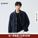 gxgjeans男裝牛仔夾克 秋季翻領(lǐng)潮流拼接外套 藍色 L (175)