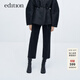 edition牛仔褲女冬新款黑色九分直筒褲顯瘦顯腿直微彈鉛筆褲 牛仔黑色K03 S (26)