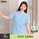 MsShe【天絲棉正肩T恤】大碼女裝2025夏裝高端顯瘦短袖女上衣微胖妹妹 冰河藍色現貨-5030 3XL