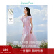 茵曼（INMAN）萊賽爾法式連衣裙2025夏女裝新品花苞袖花型腰帶收腰顯瘦長(cháng)裙子 丁香粉 M