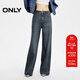 ONLY夏季休閑百搭水鉆高腰寬松直筒褲牛仔褲女|124132035 J34 390洗水牛仔藍 S (160) 64A