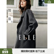 ELLE深灰色綿羊毛假兩件雙面呢大衣女2025冬季新款長(cháng)款毛呢外套 深灰 M