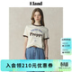 ELAND【100%棉】衣戀T恤女學(xué)院風(fēng)圓領(lǐng)袖口撞色短袖上衣25夏季新款 乳白色(64)Cream S /160
