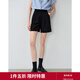 初語(yǔ)垂順爽滑休閑短褲女2024年夏季新款高腰舒適闊腿褲 黑色 S