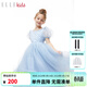 ELLE KIDS童裝 “在逃”公主裙女兒童春夏季新款網(wǎng)紗亮片連衣裙 淺藍色（無(wú)裙撐） 150
