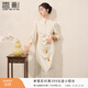 香影新中式旗袍連衣裙女2026春季新款七分袖立領(lǐng)盤(pán)扣國風(fēng)白色裙子 鷺白 S 155/80A/85-95斤