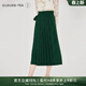 浮云堂「浮云堂.風(fēng)」微露.中式禪意高腰百褶裙女25春夏顯瘦馬面裙半身裙 綠色 M