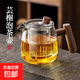 實(shí)木把泡茶壺耐高溫玻璃茶具套裝茶水壺養生壺燒水壺煮茶壺 透明色 600ml