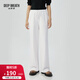 深呼吸DEEP BREATH女裝百搭系帶松緊高腰闊腿休閑長(cháng)褲女8100050 白 L (4)
