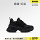 GG-CC【香草布丁】秋季潮范厚底老爹鞋女真皮運動(dòng)休閑小白鞋子G24X0211 黑色 36