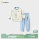童泰（TONGTAI）寶寶套裝秋冬季純棉夾棉嬰兒衣服兒童內衣睡衣家居服藍色90cm