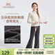 英氏（YEEHOO）女童喇叭褲兒童褲子國風(fēng)新中式中大童裝彈力褲子春 灰色 165