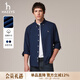 哈吉斯（HAZZYS）男裝 秋款純棉男士襯衣外穿牛仔長(cháng)袖襯衫男ASCZK1CCX44 深藍色DL XL （180/100A 50）